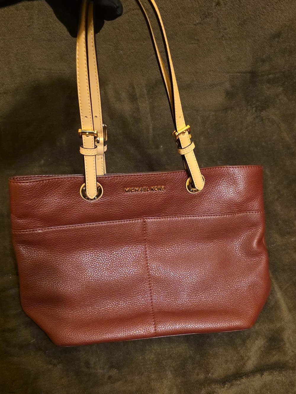 Michael Kors Chestnut Leather Tote with Tan Straps